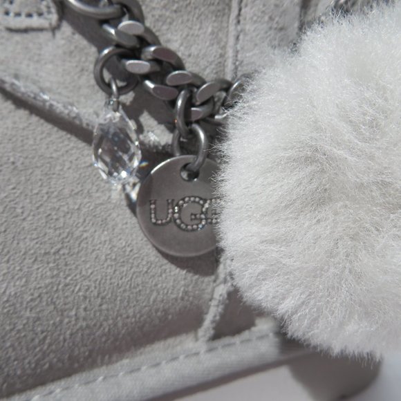 UGG Boots Women's Classic Short Charm 8 NEW Gray SEL Sheepskin Suede NIB - Picture 6 of 16